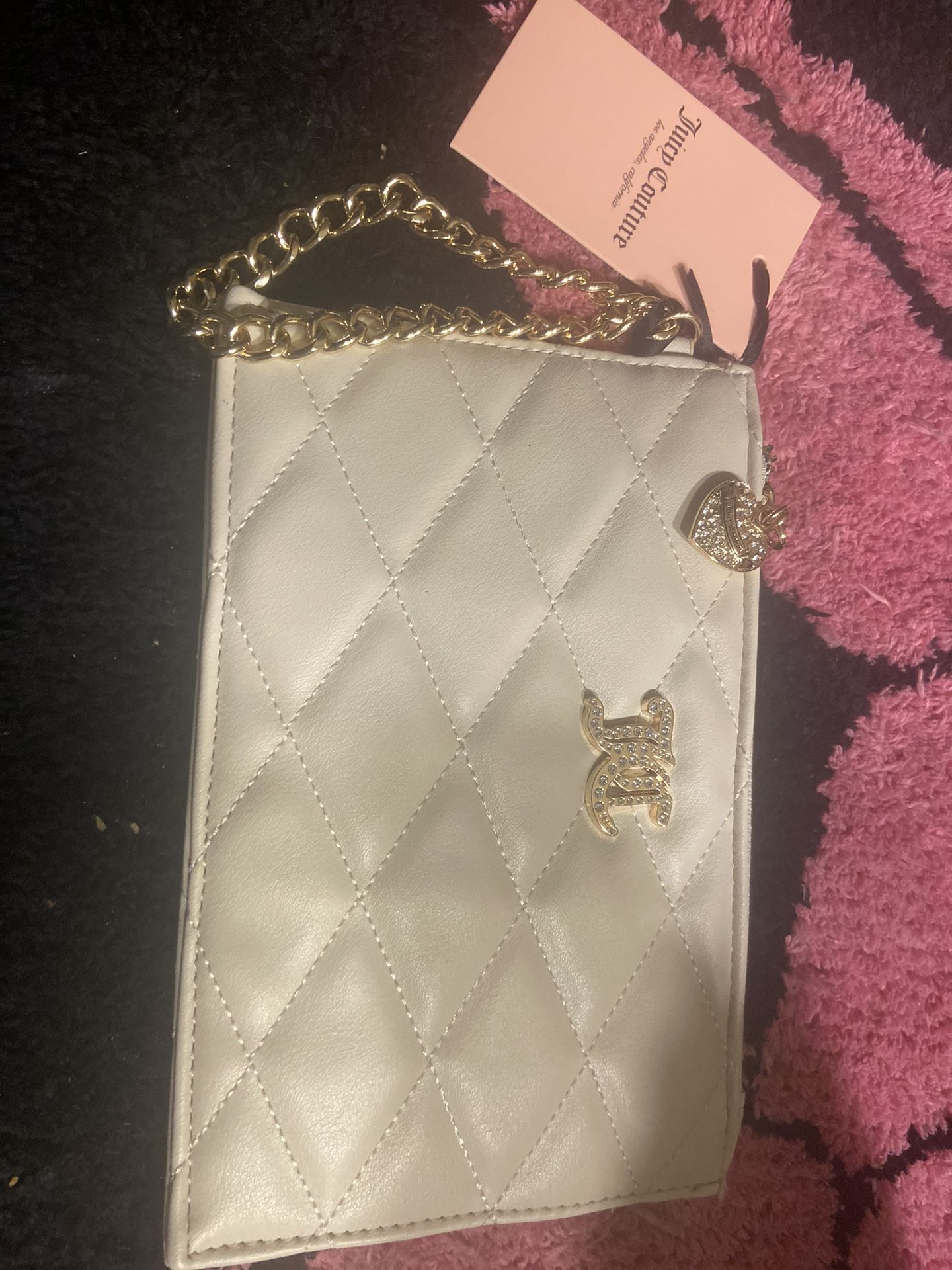 Brand new authentic Juicy contour cream color pouch with gold hardware