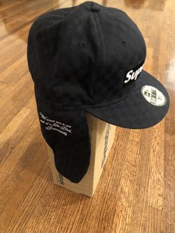 2008 SUPREME NEW ERA HAT 7 1/2 BLACK CHECKERED EAR FLAP for Sale