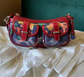 Vintage Dooney & Bourke Graffiti Paint Splatter Mini Shoulder Bag Canvas and Leather🎀