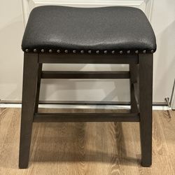 Barstool - Set Of 3 Wood & Leather/Upholstery Barstools 