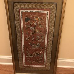 Vintage Chinese Tapestry Framed under Glass