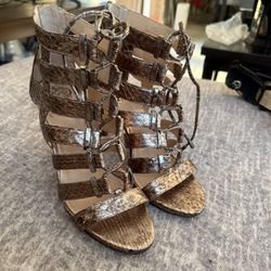 Vince Camuto Bronze Snake Heels Size 8.5