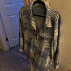 Gray /Blue Plaid Flannel Shacket
