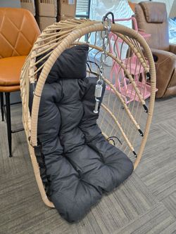 Rattan Egg Hanging Swing Chair with Cushion