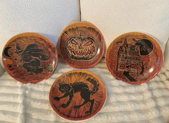 Pottery Barn Haunted House Set of 4 Halloween 8"