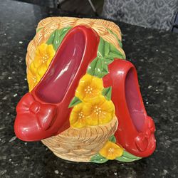 Wizard Of Oz Dorothy's Basket And Ruby Slippers Cookie Jar