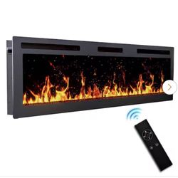 50 in. 5100 BTU Radiant Electric Heater Furnace in Black, Wall Mount Fireplace