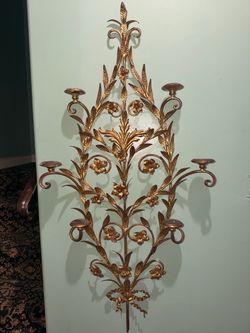 Vintage 1950s 1960s Italian brass multi-candle wall sconce  Italian metalwork designer Pier Luigi