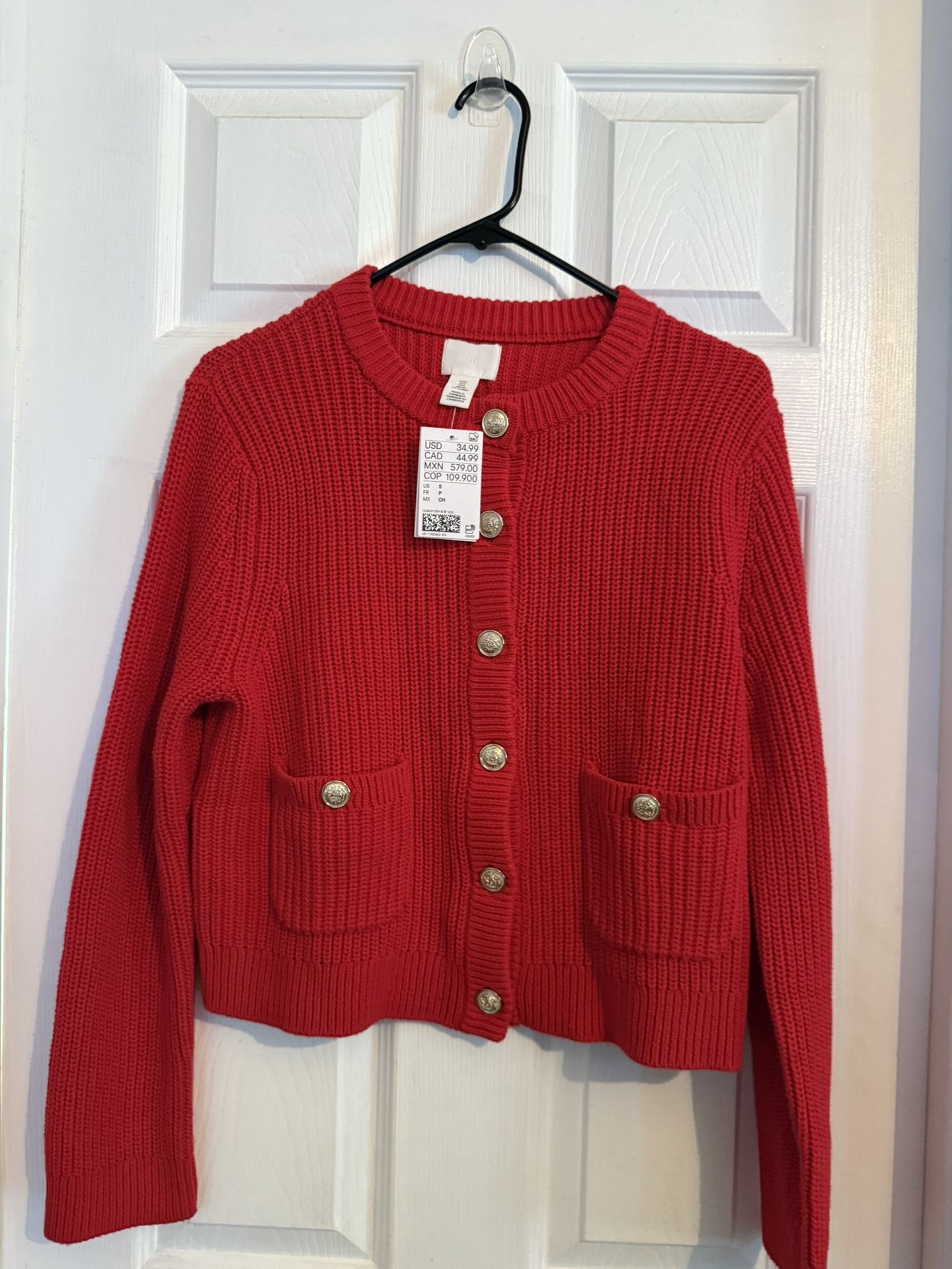 H&M Red Sweater Knit Cardigan 