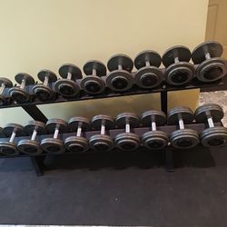 Brand New 15lb Thru 60lb Prostyle Dumbbell Set With Rack