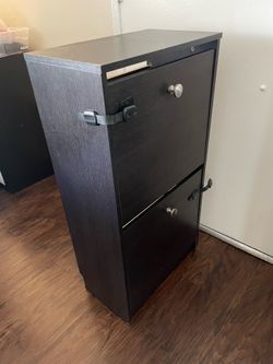 IKEA BISSA 2-Compartment Shoe Cabinet - Dark Brown/Black Wood Effect