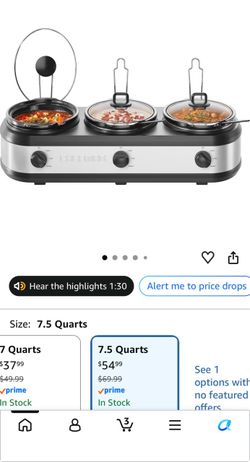 New Chefman Triple Slow Cooker & Food Warmer: $45