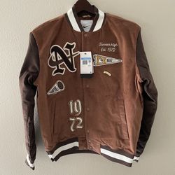NIKE Varsity Bomber JacketLetterman Patch Snap Men’s Size Medium 
