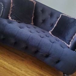 Black Velvet Sofa And Love Seat