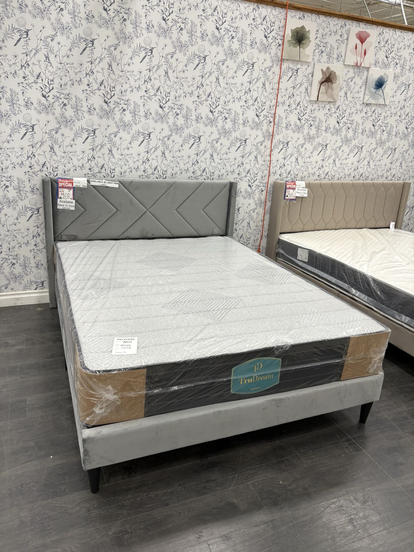 New Dark Gray Velvet Bedframe