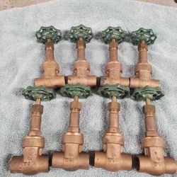 Lot of 8 Copper Sweat Brass Gate Valves 3/4"