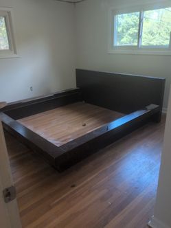King bed frame w bedside table and credenza