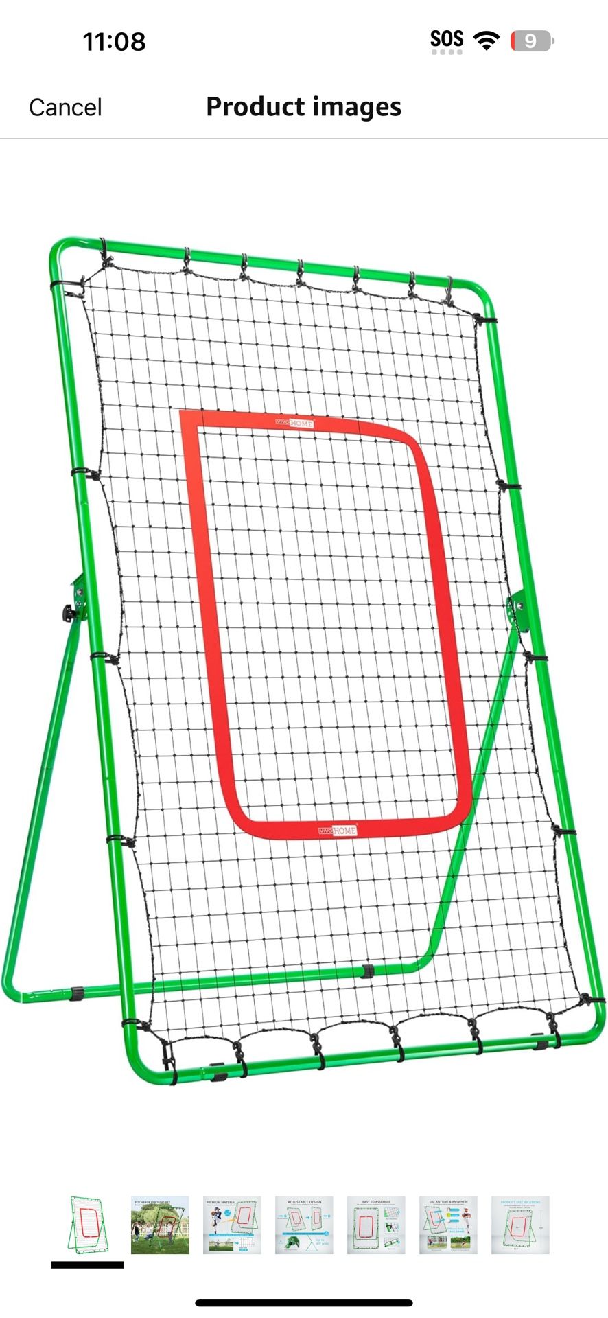 VIVOHOME Pitchback Baseball Rebounder, Softball Lacrosse Pitch Return Trainer Rebound Net, Angle Adjustable for Grounders and Pop Flies, 6 x 3.6 Feet