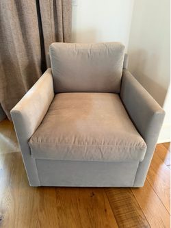 2- Grey Velvet Swivel Armchair Restoration Hardware(RH)