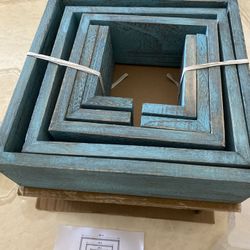 Rustic Wall Mounted Square Shaped Floating Shelves – Set of 5 Square Shelves for Bathroom, Bedroom, Living Room & More