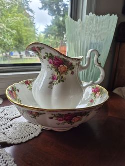 Royal Albert Old Country Roses Water Pitcher and Large 10" Fruit Bowl
