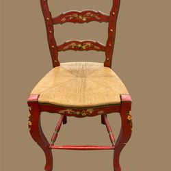 4 Piece Red Wooden Chairs 
