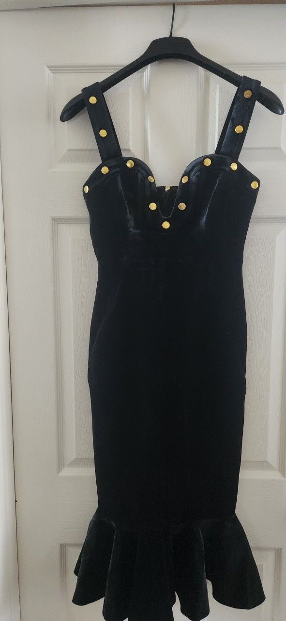 Black Velvet Fishtail Evening/Reception Dress