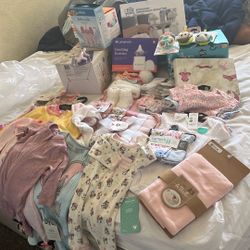 Baby Girl clothes bottles, pacifiers