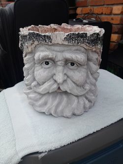 Very Unique CARVED SANTA.  Fair Condition,  One Of A Kind. You Can Paint It .  Just In Time For Christmas Put Plant In It. Pickup Only 