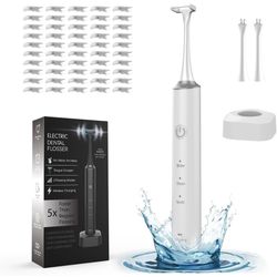 Voraiya Electric Flosser with 3 Modes with 50 Replacement Heads, Oscillation and Vibration Flosser, Water Floss Alternative, Electric Dental Floss wit