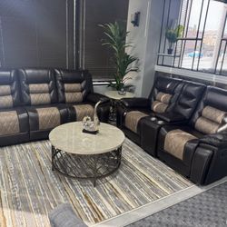 Brand New Leather Chocolate Brown Sofa And Love Seat 