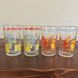 Archie Jelly Jar Juice Glass Cup Set Veronica Hotdog Vintage 1970s 70s Lot 4