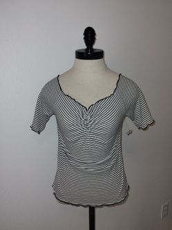 Juniors Caution To The Wind Black And White Striped Strapless Blouse NWT Size M