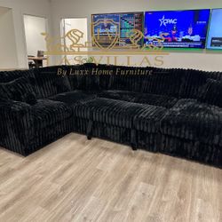 New Furniture Sonic Black Sectional With Pull-Out Bed Couch Financing Available 