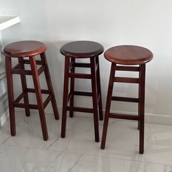 3 wood barstools