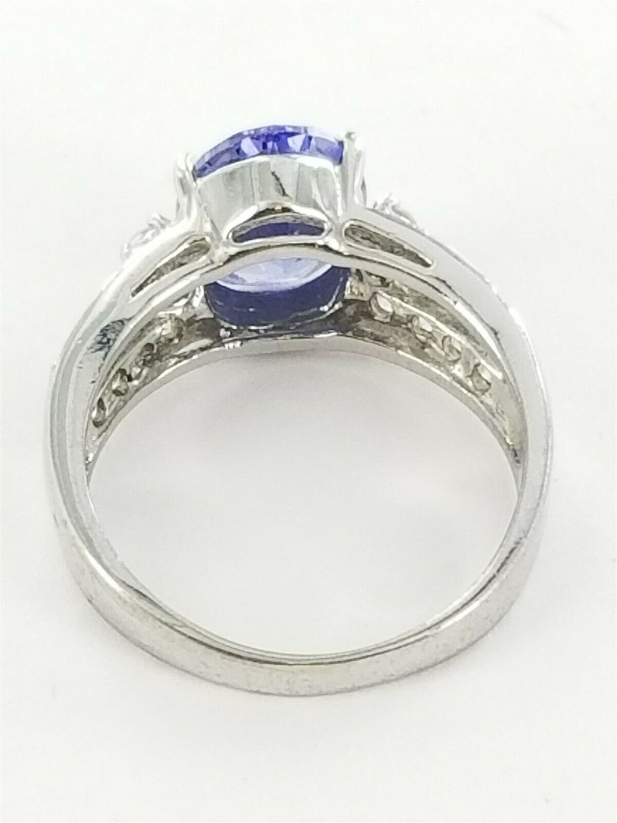 Women's Sterling Silver 925 Ring with Blue & White Stones #82558