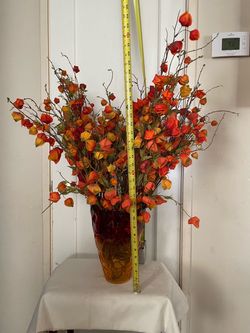 💥REDUCED💥 🍁 Fall Arrangement w/ Glass Vase 🍁 Three Dimensional Leaf Vase 🍁