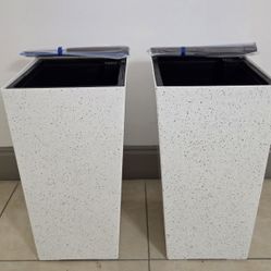 *** REDUCED *** PAIR of 22" White Square Resin Planters @ Lasting Creations 