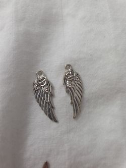 Silver Angel Wing Rose Charms – Set of 10