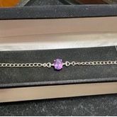 New, Price Firm, Custom Made 925 Sterling Silver and Purple Amethyst 7 & 1/2 inch Bracelet.  