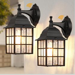 2-Pack Dusk to Dawn Outdoor Wall Lights, Sensor Exterior Light Fixtures, Porch Lights, Black