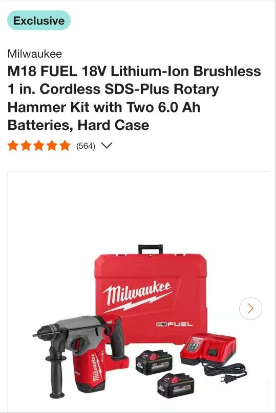 Milwaukee 1" Rotary Hammerdrill Kit