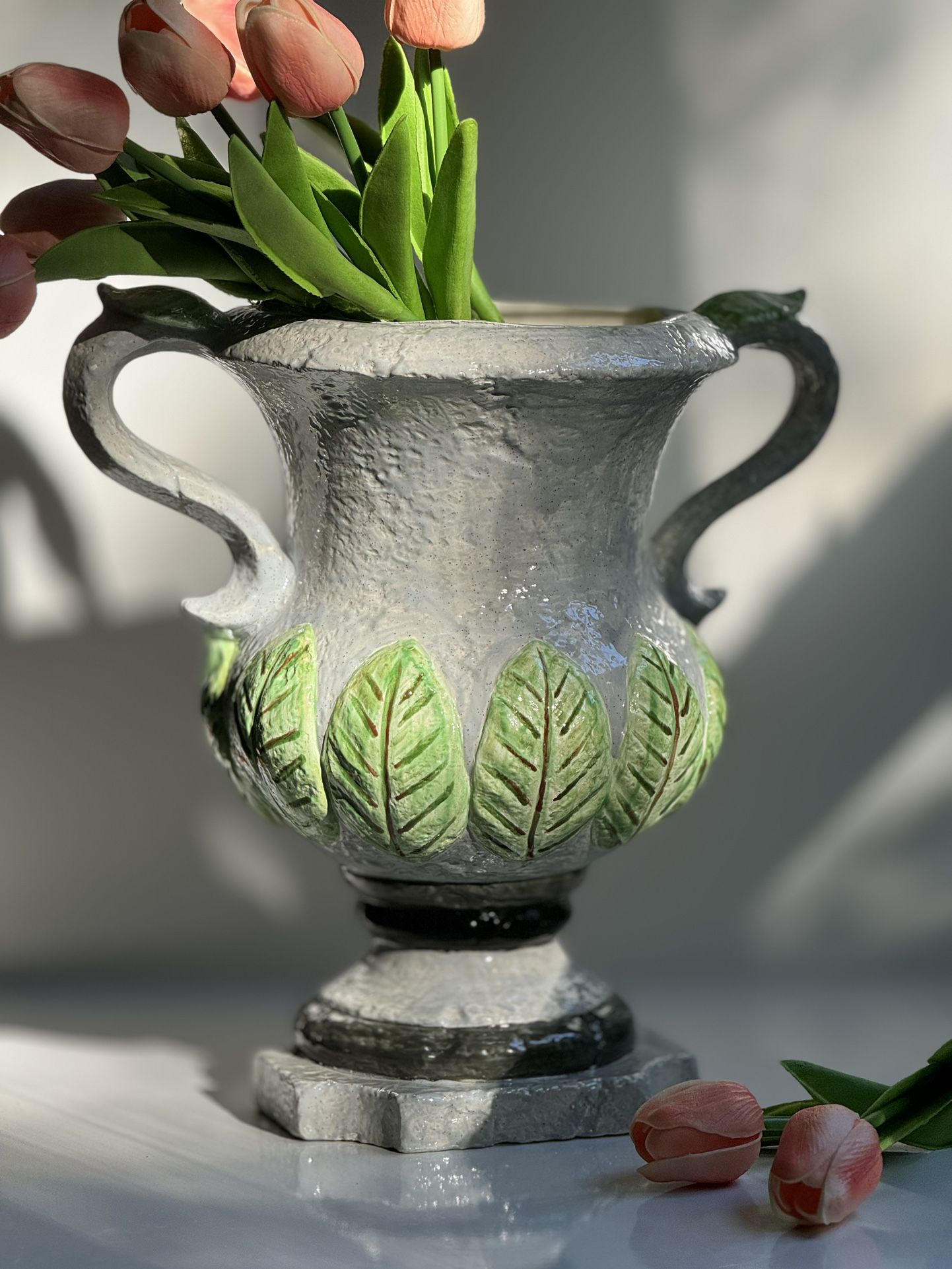 RARE! Vintage Scioto 97’ Half Circle Ceramic Urn Planter Pot. Eclectic Decor!