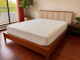 Raymour & Flanigan Queen Bed Frame + Headboard + mattresses, moving sale
