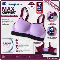 🔥 BRAND NEW CHAMPION MAX SUPPORT SPORTS BRA – SIZE 38C 🔥