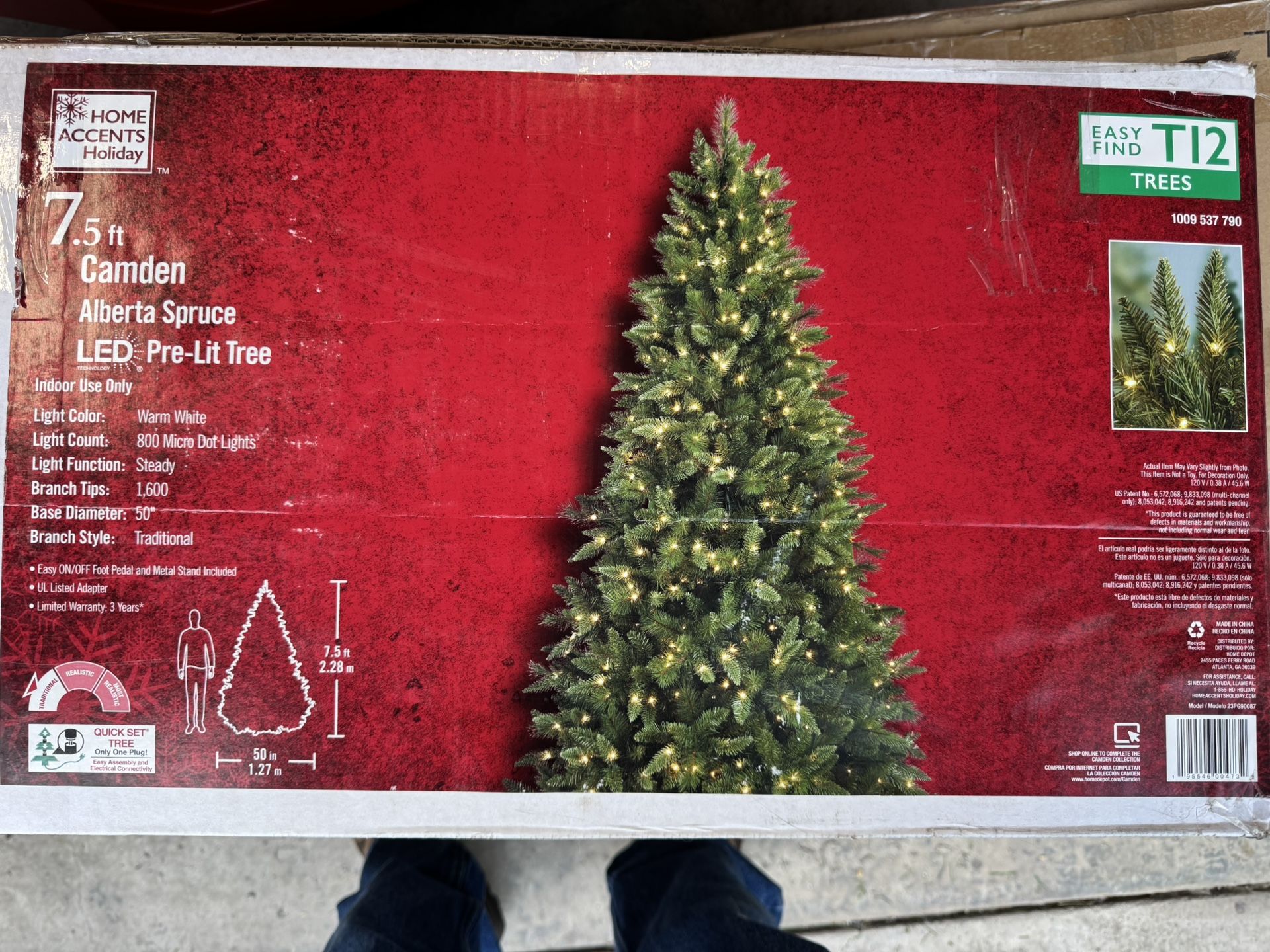 Home Accents 7.5ft. Camden Alberta Spruce LED Lit Tree. 1600 Tips. Must Pick Up