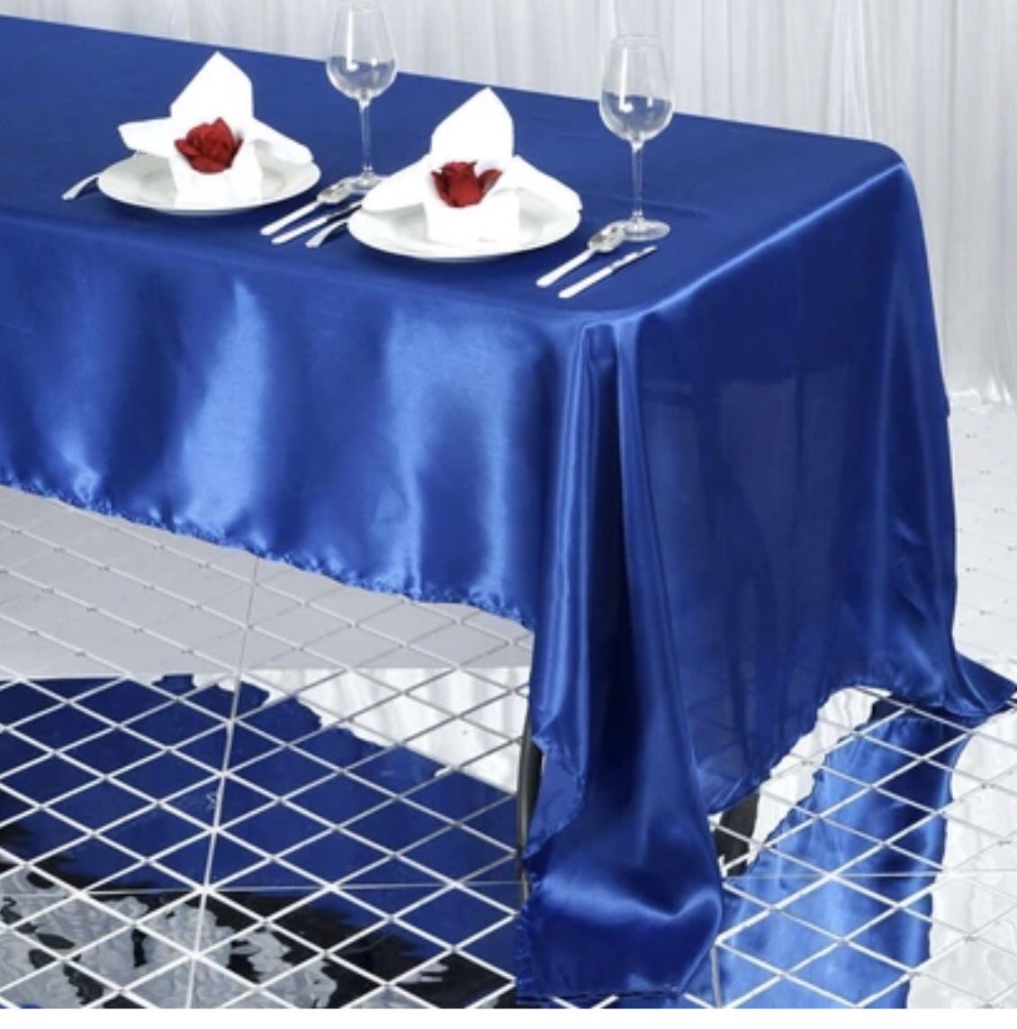 Blue Satin Party Tablecloths $5 Each