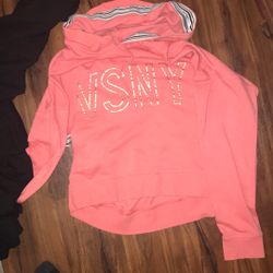 Coral pink Victoria secret brand, hoodies, Graphic black grunge hoodies 