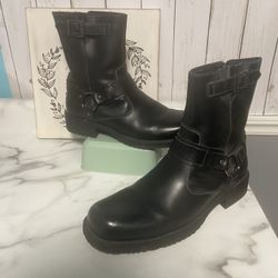 NATHA Lavorazione Artigiana Coach Mens US 10D Black Leather Side Zip Ankle Boot