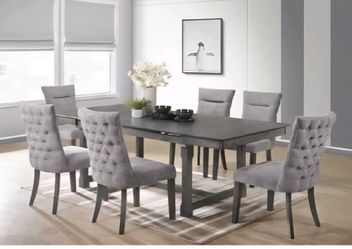 Dining Set 7pcs Color Grey 